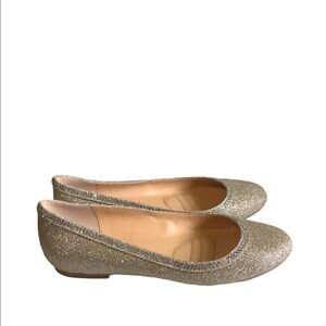 Badgley Mischka American Glamour Silver Sparkle Flats Sz 7.5